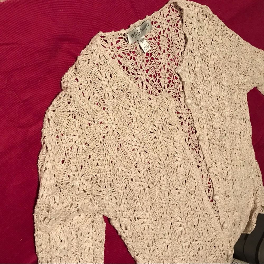 Valerie Stevens- pure linen natural color boho weave sweater Small - Picture 3 of 13